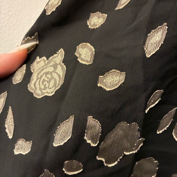 VTG RAMPAGE 90s Y2K Babydoll Dress burnout Whimsigoth Grunge Black Floral 6/8 - Picture 9 of 11